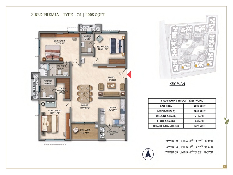 Prestige Golden Grove 3 BHK 2005 Sq Ft Floor Plan