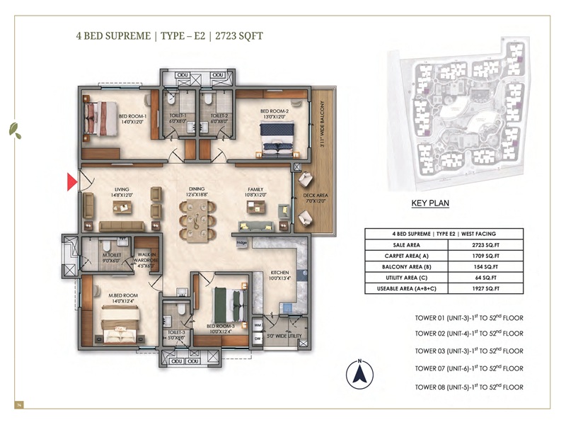 Prestige Golden Grove 4 BHK 2723 Sq Ft Floor Plan