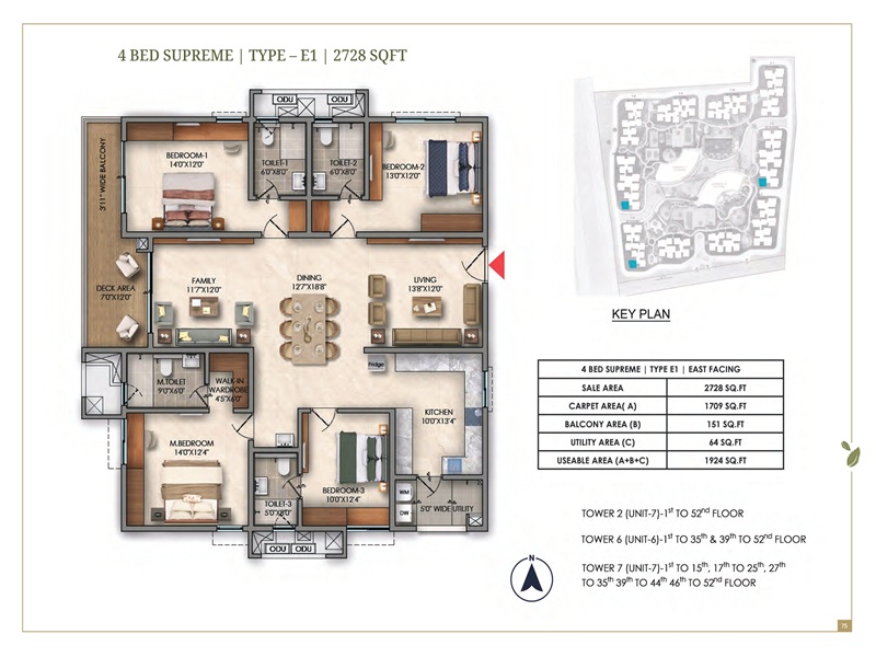 Prestige Golden Grove 4 BHK 2728 Sq Ft Floor Plan