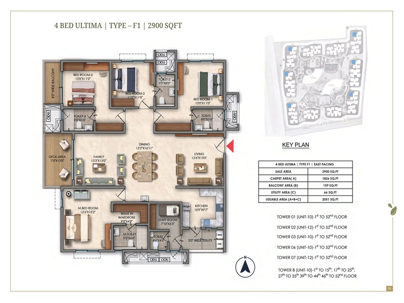 Prestige Golden Grove 4 BHK 2900 Sq Ft Floor Plan