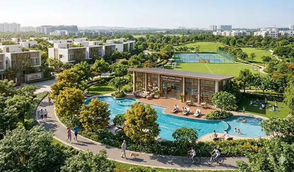 Prestige Golden Grove Tellapur lifestyle amenities including 11-acre central park luxury clubhouse and green living Hyderabad 2026.