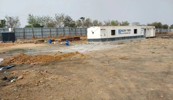 On-site contractor cabins and engineering offices set up amidst the preliminary groundwork at Prestige Golden Grove