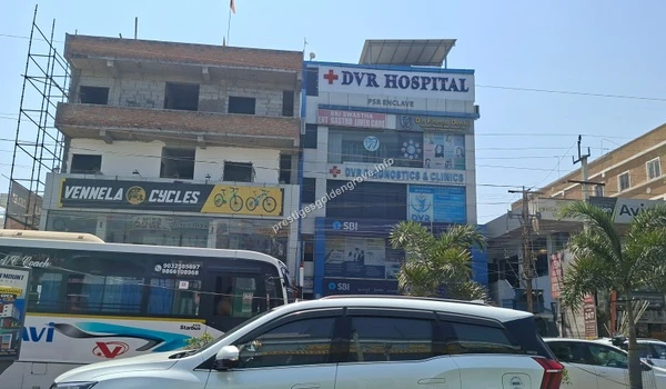 A local commercial strip featuring DVR Hospital, an SBI bank branch, and retail stores, offering immense everyday convenience for Prestige Golden Grove residents