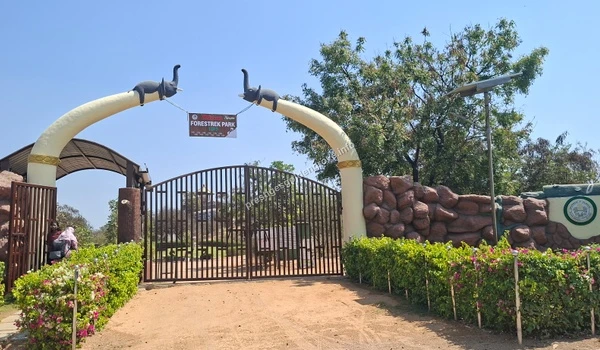 The charming elephant-themed entrance gates of Forestrex Park, providing a beautiful green space and recreational outdoor area nearby Prestige Golden Grove