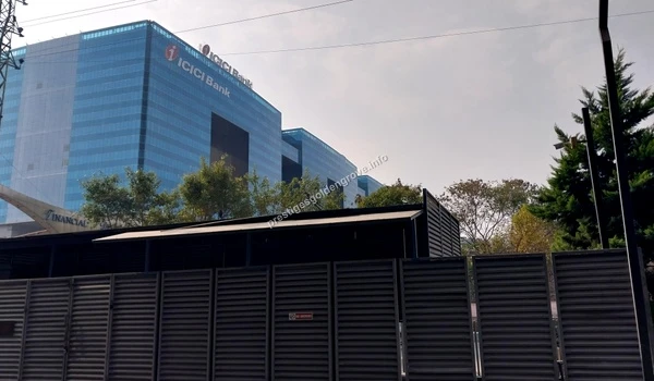 View of the iconic ICICI Bank tower in the Financial District highlighting the prime connectivity of Prestige Golden Grove to major banking hubs