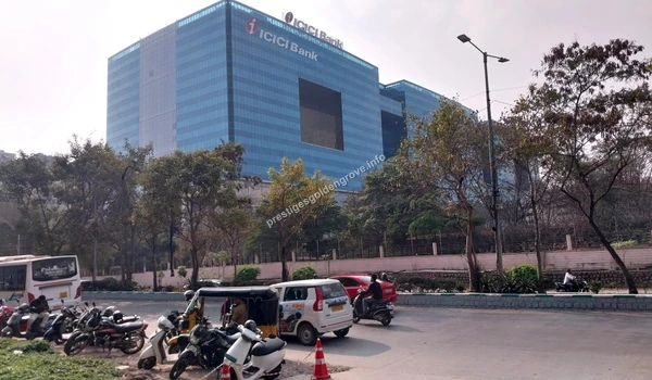 View of the ICICI Bank regional hub building in the Financial District highlighting the major banking institutions near Prestige Golden Grove
