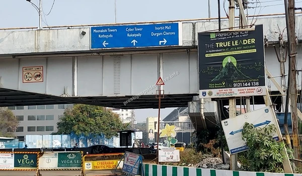 Signage at IKEA Circle indicating directions to Cyber Towers and Inorbit Mall, showcasing the central connectivity near Prestige Golden Grove