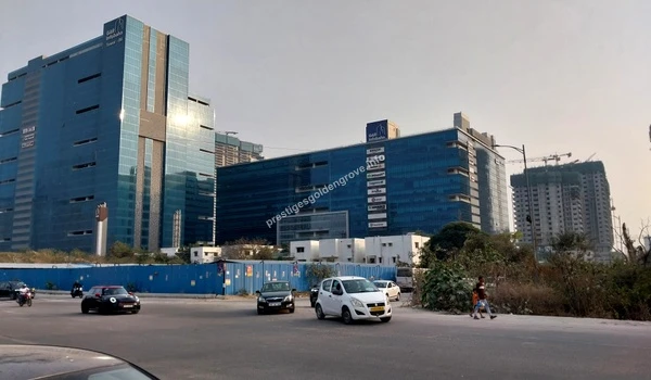 A view of the prime Nanakramguda junction and commercial development showcasing the high-growth corridor near Prestige Golden Grove