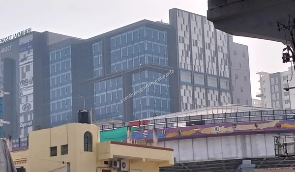 The Trendset Jayabheri commercial building and modern IT office spaces overlooking the city’s infrastructure near Prestige Golden Grove