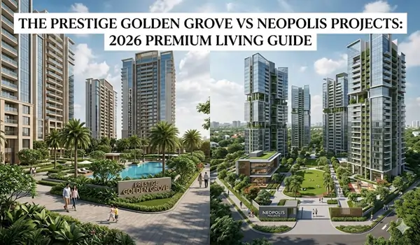 Prestige Golden Grove vs Neopolis Kokapet comparison 2026 luxury apartments price gap and connectivity Hyderabad.