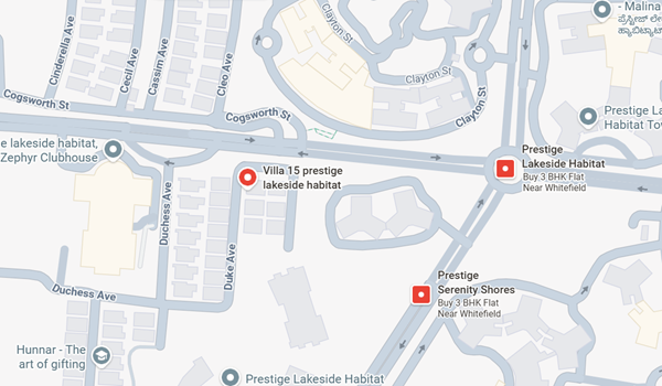Prestige Lakeside Habitat Villas location