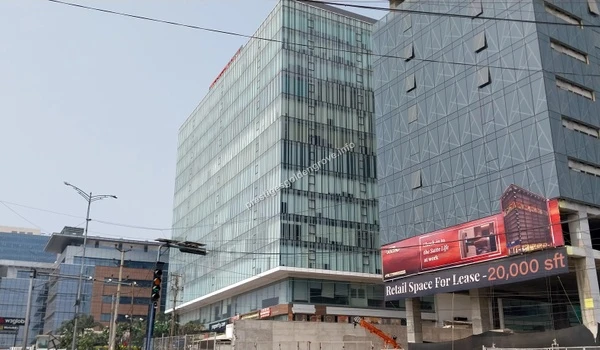 The official office directory of Prestige SkyTech Sky One in Hyderabad listing major corporate tenants such as MetLife, JLL, and HTC Global near the Prestige Golden Grove development