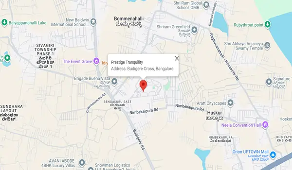 Prestige Tranquility location