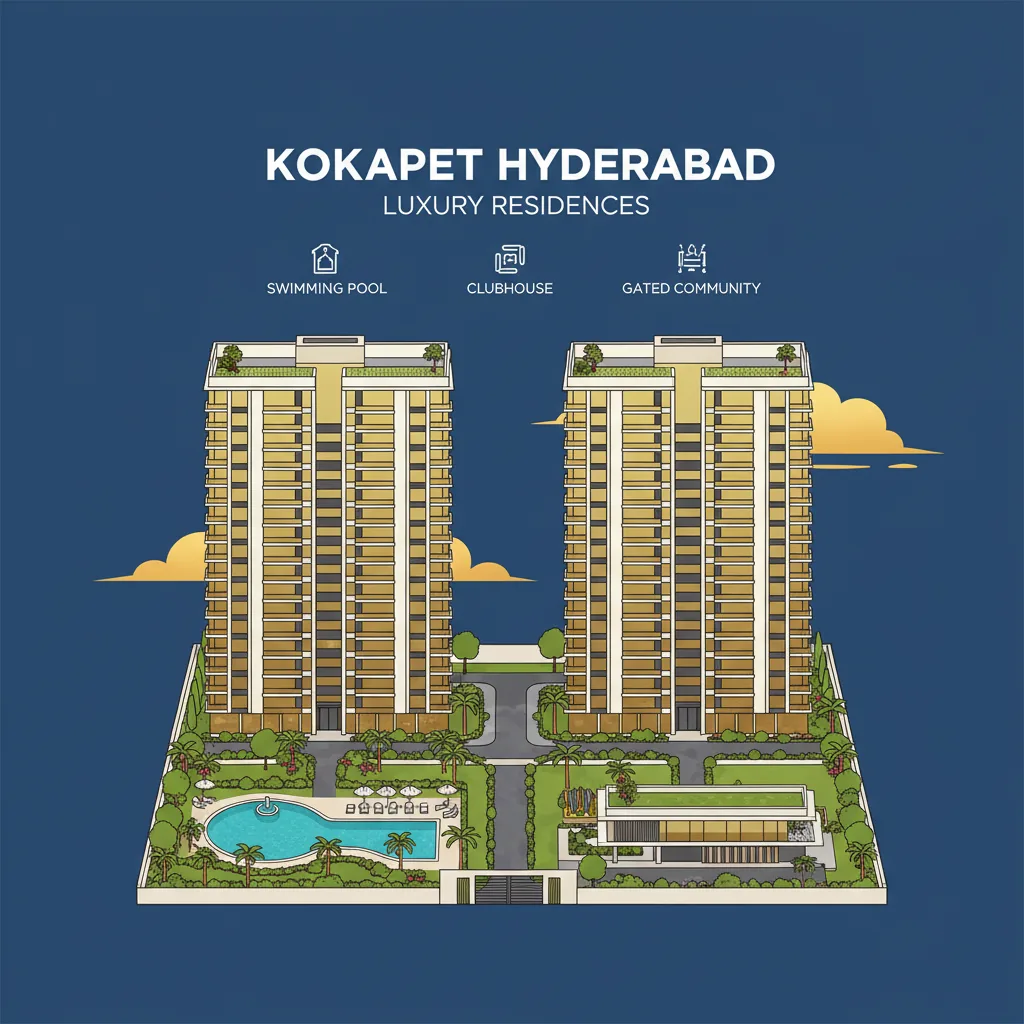 Modern luxury high-rise residential apartment towers in Kokapet Hyderabad