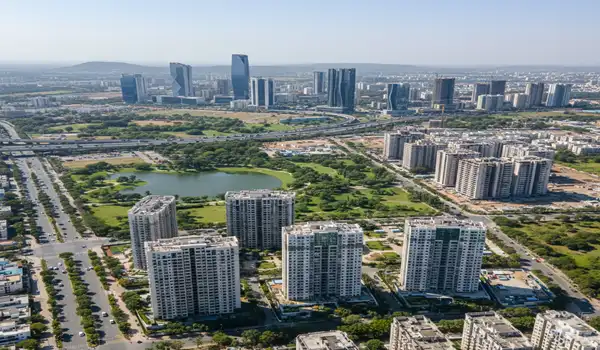 Modern residential and commercial infrastructure connecting Tellapur, Gachibowli, and Kokapet in West Hyderabad.