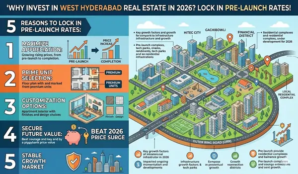 Market growth chart detailing the projected 2026 property appreciation in West Hyderabad, highlighting the financial advantage of locking in pre-launch investment rates