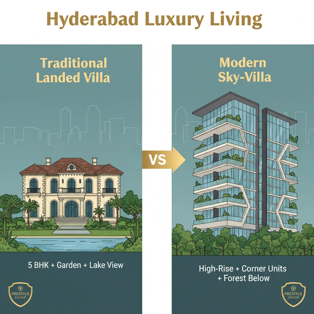 Comparison of Prestige Bellagio traditional villas and Golden Grove Sky-Villas in Hyderabad