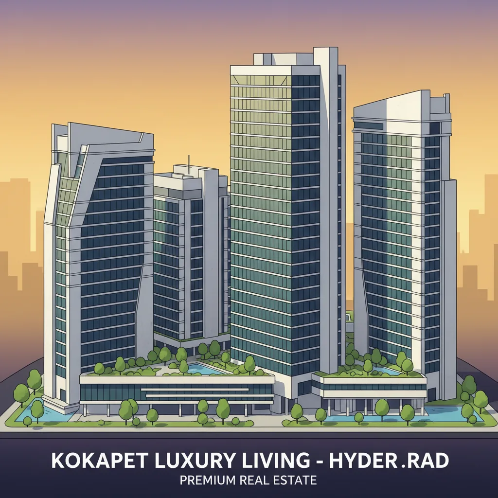 Modern luxury high-rise residential apartment towers in Kokapet Hyderabad
